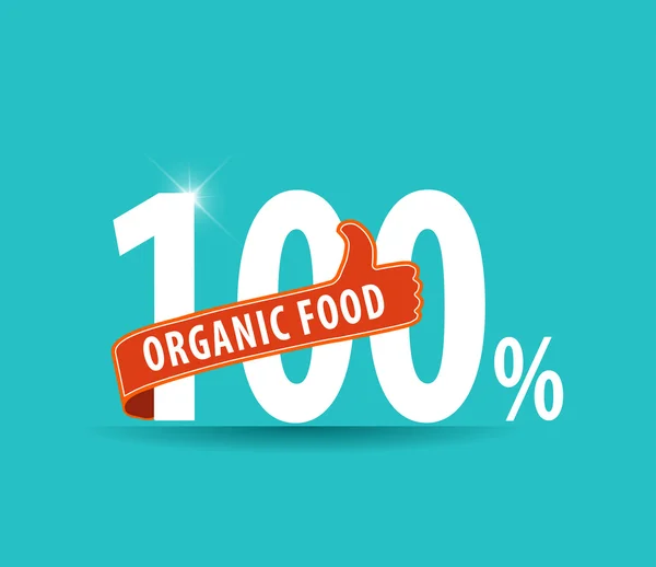 100% natural product, 100% organic typography with thumb up icon vector- eps10 — Διανυσματικό Αρχείο