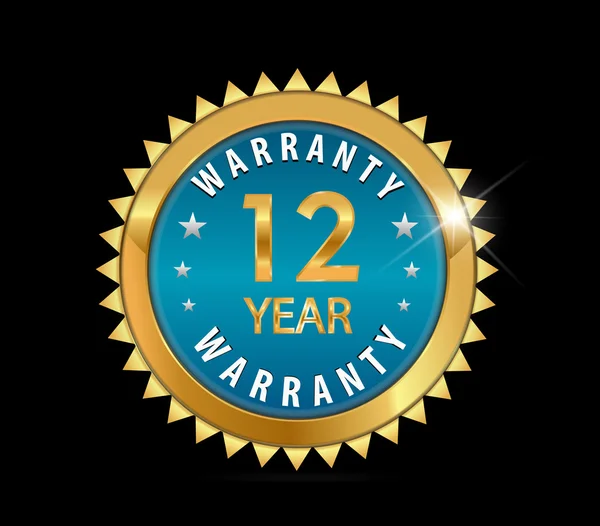 Golden blue metallic year,  year warranty badge - vector eps10 — Stock Vector