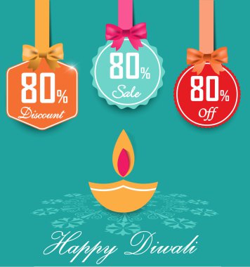 Set of 80% sale and discount flat color labels