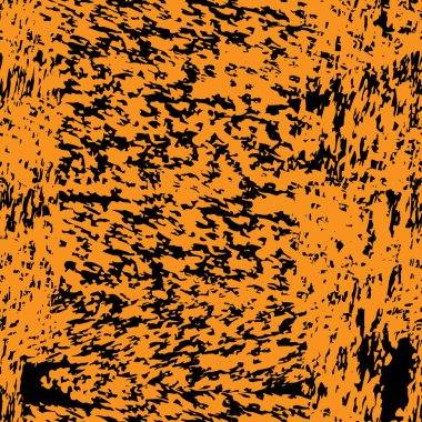 Turuncu ve siyah sıkıntılı dokuları olan soyut, dikişsiz grunge deseni. Cesur el yapımı fırça darbeleri arka planda. Sokak kıyafetleri, giysi, endüstriyel dekor, rock müzik kapakları ve kalın tekstil baskıları için kenar mahalle tasarımı.