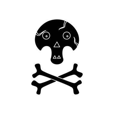 Cadılar Bayramı için kemik ikonlu kafatası. Komik kafatası. Yaşam için tehlike işareti. kafatası ve çapraz kemikler