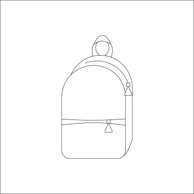 Okul, öğrenci çizgisi sırt çantası, vektör çizimi. Turizm ve seyahat çantası. Okula dönelim. Beyaz arkaplanda izole.