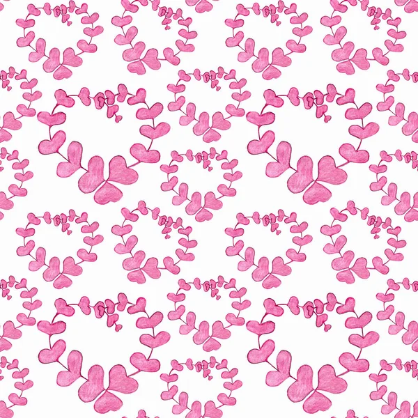 Valentines Day. Valentines Day pattern in soft pink with heart-shaped branches. Large ornament. Design for textiles, trimming and packaging. — Zdjęcie stockowe