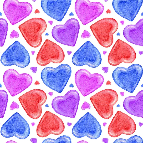 Aquarelle Motif Coeur Aquarelle Motif Sans Couture Avec Grands Cœurs — Photo