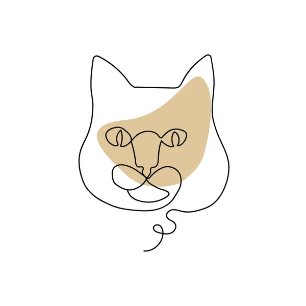 Ligne Continue Dessin Chat Visage Chat Tracé Une Seule Ligne — Image vectorielle