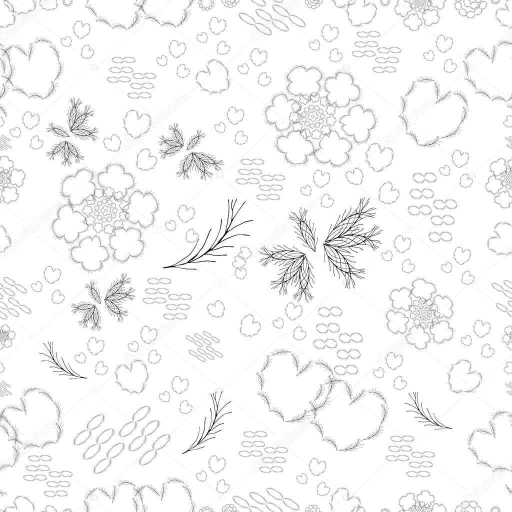 simple seamless pattern bush branches abstract ornate shapes vegetative look.