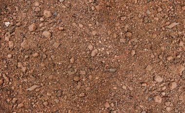 Toprak asfaltsız, tohum ekmek için. Toprağın dokusu. Toprak arka plan. Kahverengi.