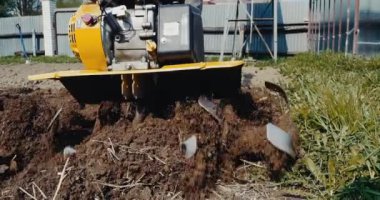 Agriculture, farming, cultivating soil. Working with the land in the garden and garden. Processing arable land, for agricultural vegetables and fruits. Selective soft focus.