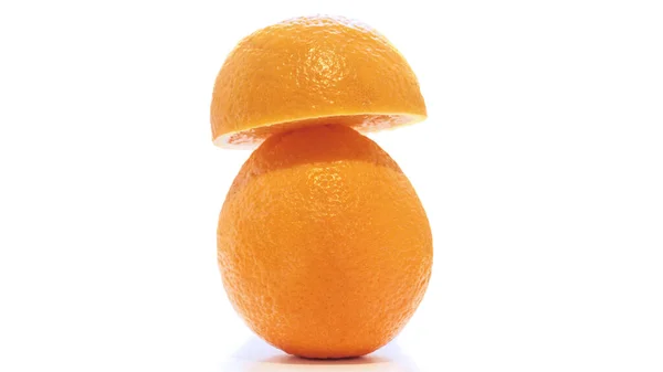 Arance Arance Tagliate Giallo Arancio Arance Fondo Bianco Isolato Frutta — Foto Stock