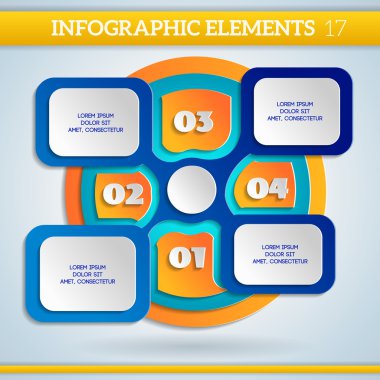 kağıt parlak Infographic renkli düzeni adımları elemanları ile.