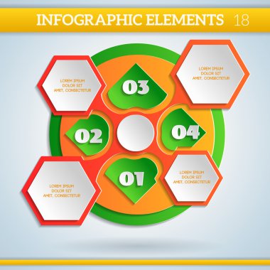 Kağıt Infographic renkli düzeni adımları elemanları ile. 