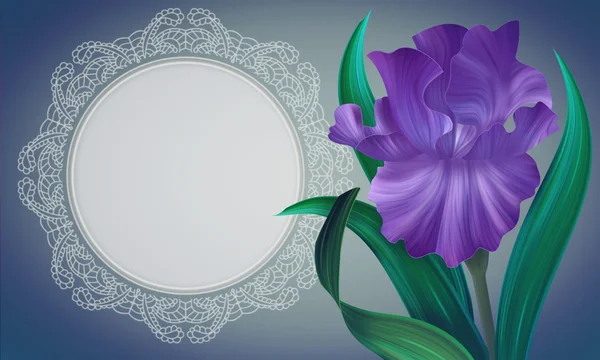 Iris Flower met lacy frame — Stockfoto