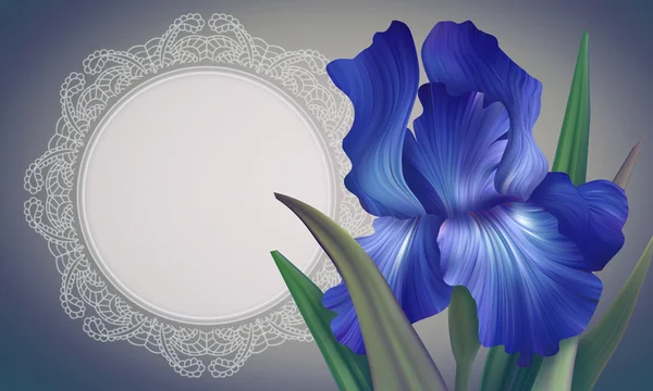 Iris Flor con marco de encaje —  Fotos de Stock