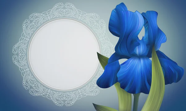 Iris Flower with lacy frame — Stock Photo, Image