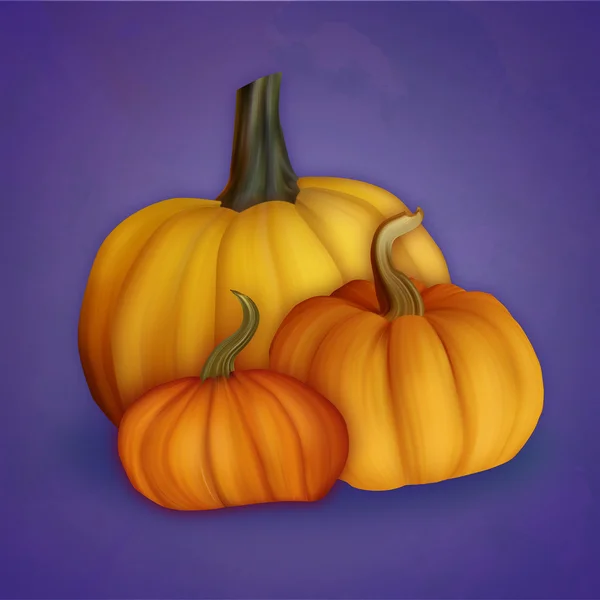 Autumn Illustration with compositions of the three pumpkins — Stock Photo, Image