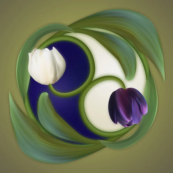 Konzeptionelles Banner des Yin-Yang-Simuls. Plakat der Dualität. — Stockfoto