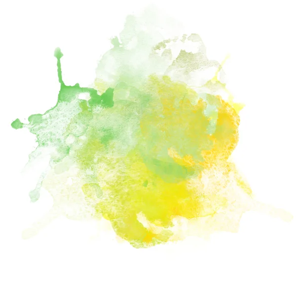 Дизайн зеленого и желтого брызг акварели для различных декоров . — стоковое фото