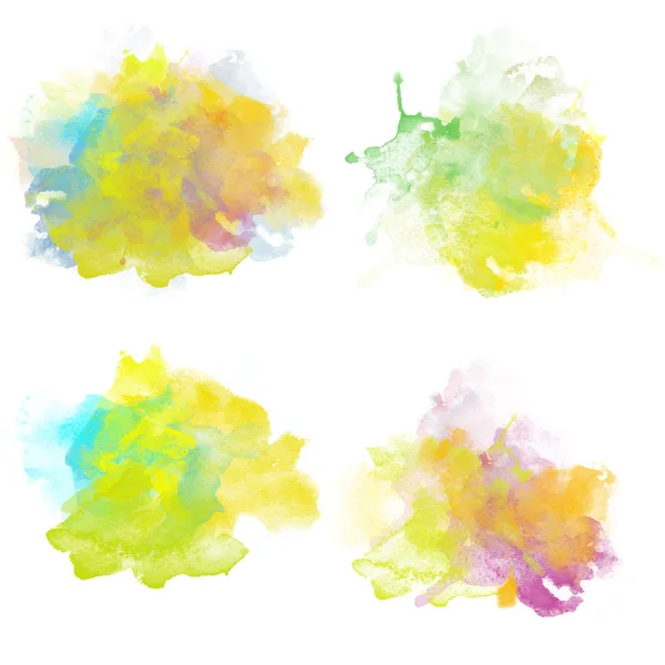 Blobs aquarelle colorés Freah. Ensemble d'éclaboussures d'aquarelle — Photo