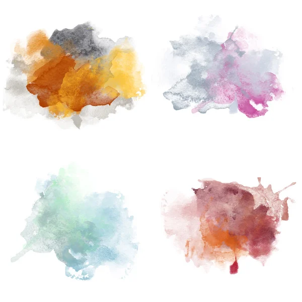 Diverse kleurrijke aquarel Blobs. Set aquarel spatten — Stockfoto