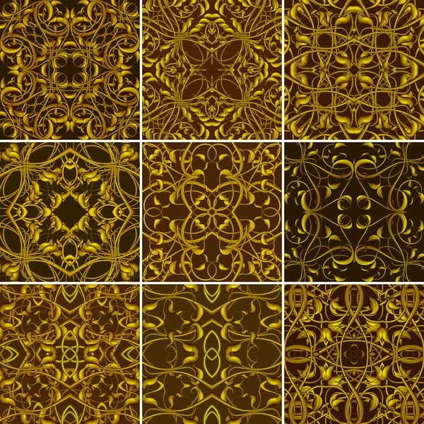 Набор бесшовных золотых цветов для ткани или текстиля — стоковое фото