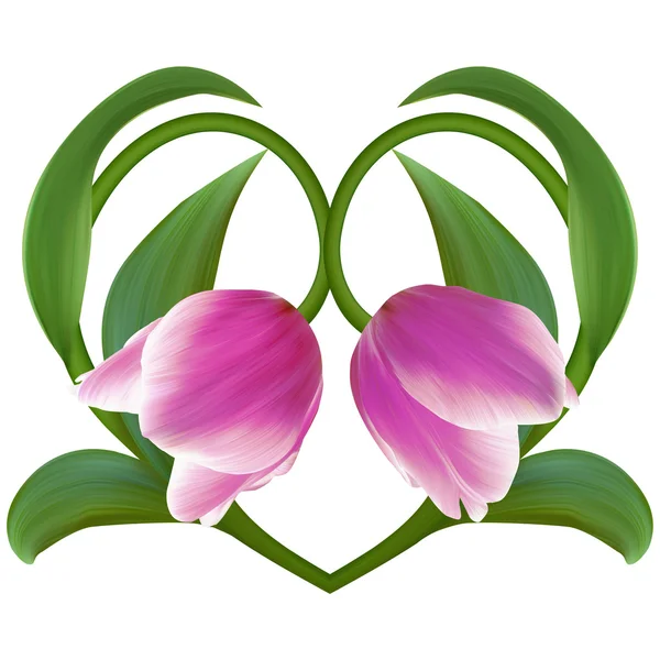 バレンタインの日の花の中心にピンクのチューリップ。愛のシンボル — ストック写真
