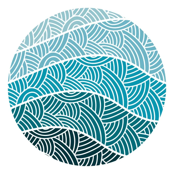Ilustrace Mořskými Vlnami Geometrický Vzorec Modré Pozadí Čmáranice Vektor Stock Vektory