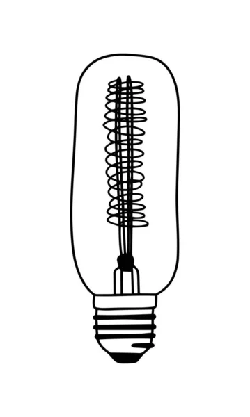 Glühbirnen Symbol Doodle Handgezeichnete Glühbirne Isoliert Auf Weißem Hintergrund Vektorillustration — Stockvektor