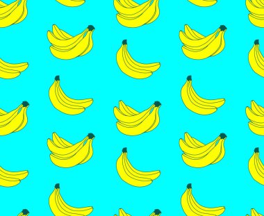 Elle çizilmiş meyvesiz desen. Kusursuz muz deseni. Vektör tekrar arkaplanı.