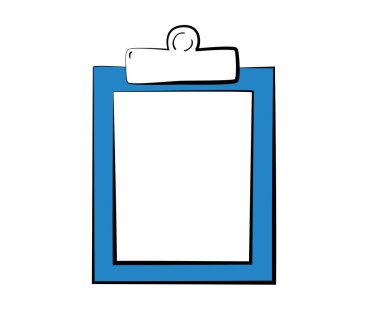 Boş belge ögesi. El çizimi karalama çizimi çizgi film tasarım karakteri. İş izole vektör illüstrasyonu