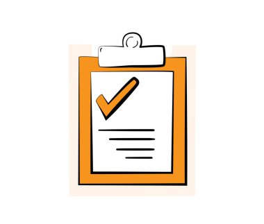 Belge ögesi ve kontrol listesi. El çizimi çizgi film tasarımı. İş münferit vektör illüstrasyonu. Eğitim belgeleri, kağıt işleri.