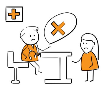 Coronavirus ve covid-19. Belgesi olan bir adam doktor. Hasta için kötü sağlık sonuçları ve reçete. El ve oğlan. Sağlık ve İlaç.