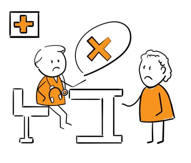 Coronavirus ve covid-19. Belgesi olan bir adam doktor. Hasta için kötü sağlık sonuçları ve reçete. El ve oğlan. Sağlık ve İlaç.