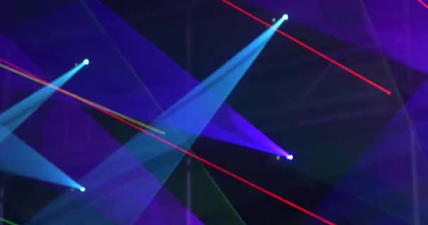 Stage lights laser show red green blue — Stock Video