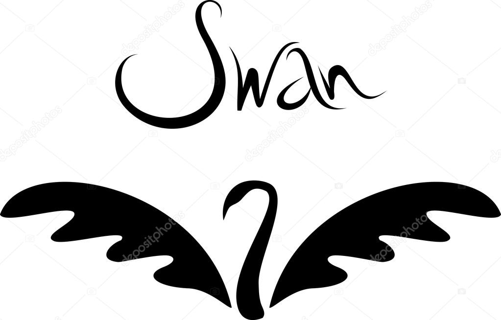 Vector minimalistic swan logo. Beautiful black swan tattoo