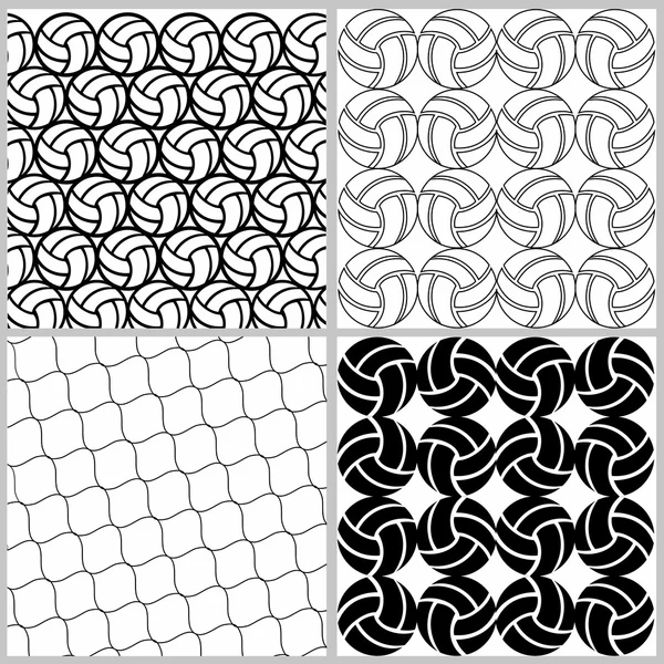 Set of seamless sports patterns. The texture of volleyballs, in the vector — Stock Vector