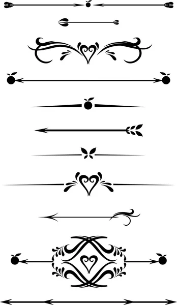 Colección de marco vintage dibujado a mano para la decoración de texto en vector. Flechas, corazones, manzanas — Vector de stock