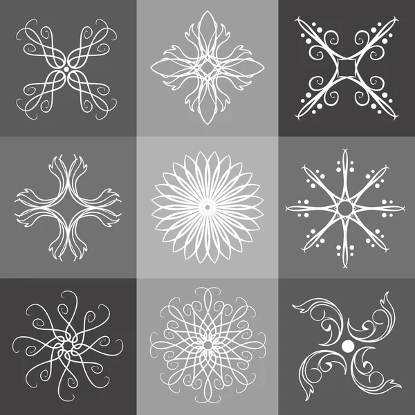 Logotipo circular y espiral diseños florales abstractos — Archivo Imágenes Vectoriales
