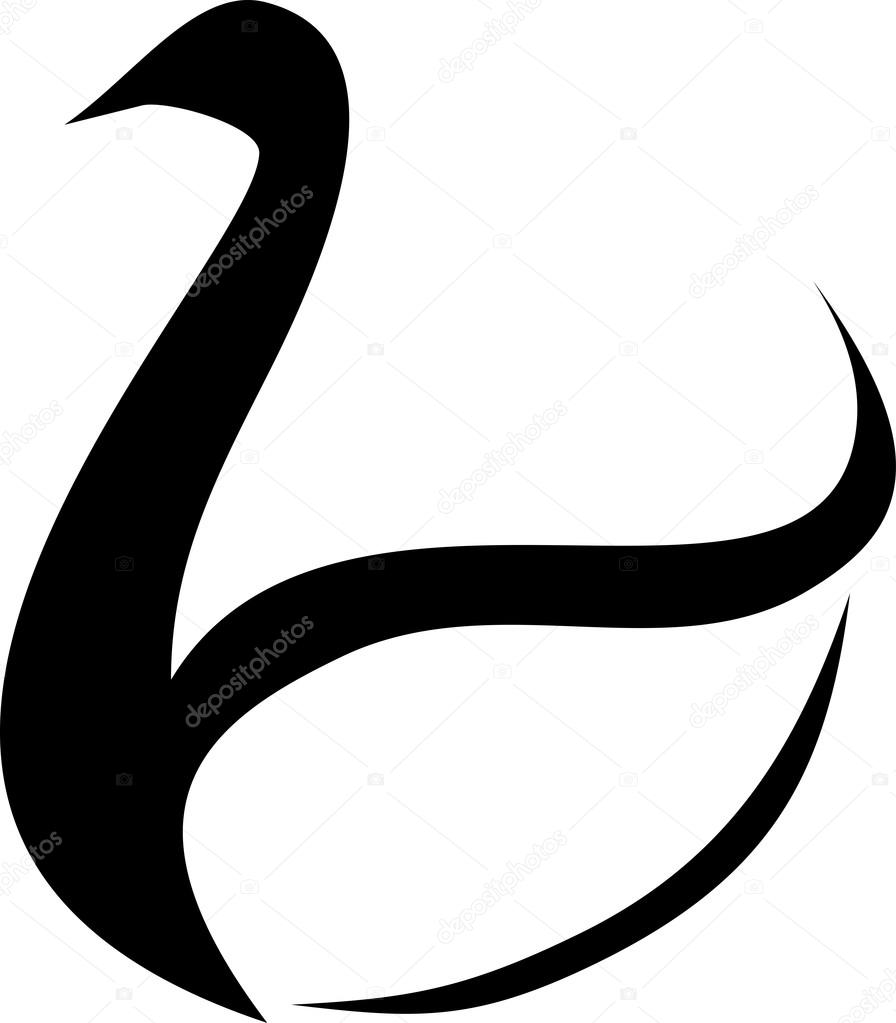 Vector minimalist black swan logo. Beautiful black swan tattoo