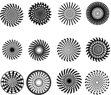 Vektör siyah soyut desenli çemberler ayarlayın. Geometrik şekil
