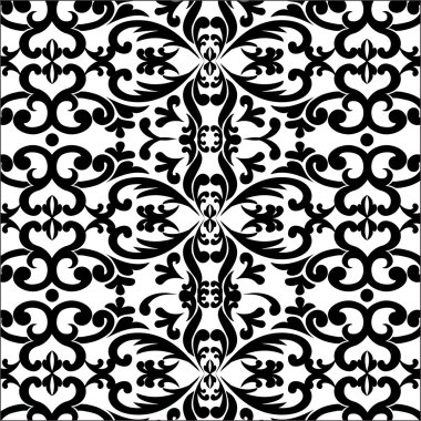 Siyah süsleme monogram duvar kağıdı deseni