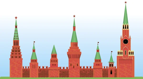 Kırmızı Kremlin çimenlerin üzerinde yatay olarak düzenlenmiştir. Kale kuleleri