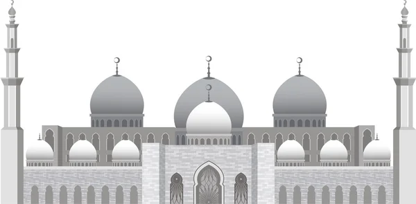 Mezquita musulmana aislada fachada plana sobre fondo blanco. Emiratos Árabes Unidos — Vector de stock