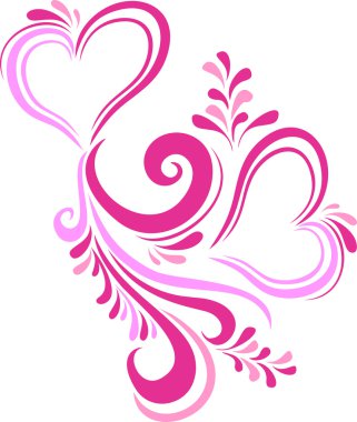 Stylized pink heart Valentine's day inscribed in the ornate pattern. Card on Valentine's day in the vector