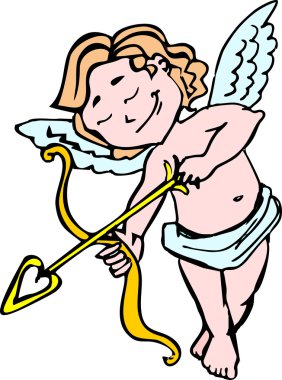 Smiling Angel Cupid with bow and arrow in the color of the vector for Valentine's day