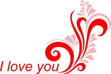 Stylized red rose pattern with the words I love you Valentine's day in the vector
