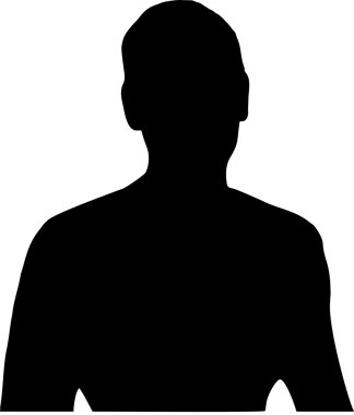 Black silhouette of a head and naked torso with a man's hand on white background in vector format