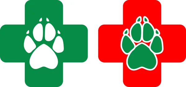 Logo for veterinary clinic in the vector. White and green animal — Stok Vektör