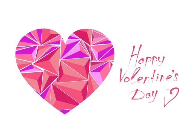 Estilizado rosa corazón rojo primer plano con felicitaciones en honor a la fiesta de San Valentín en el vector — Vector de stock