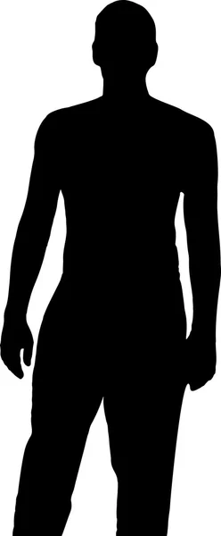 Black silhouette of a man in full growth on a white background in vector format — ストックベクタ