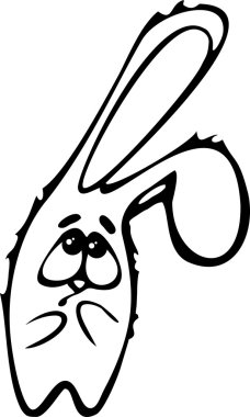 Siyah ve beyaz utangaç tavşan. Sorgulama ile bir görünüm, vektör